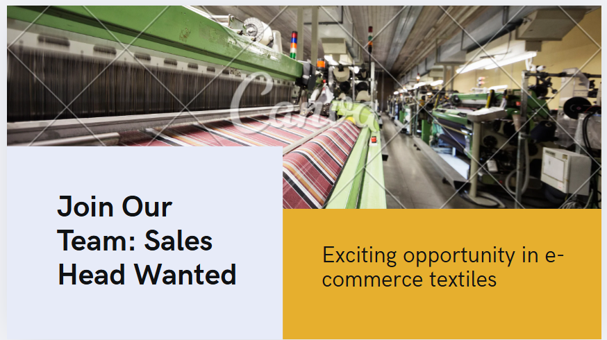 Surat's top E - commerce Company hiring for B2B sales head 